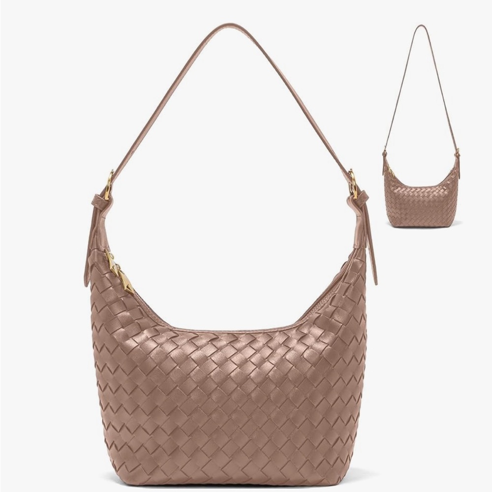 Elegant Mocha Woven Shoulder/Crossbody Bag